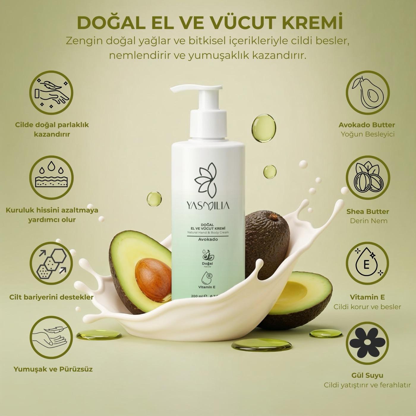 Yasmilia Doğal Premium El ve Vücut Kremi